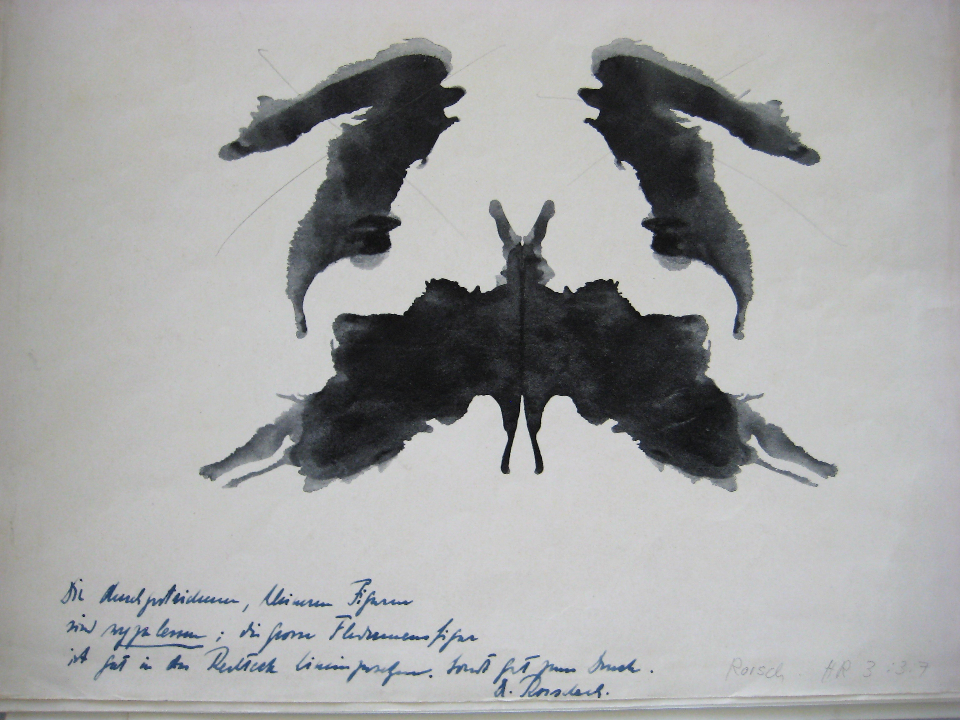 A Rorschach blot with publisher notes.